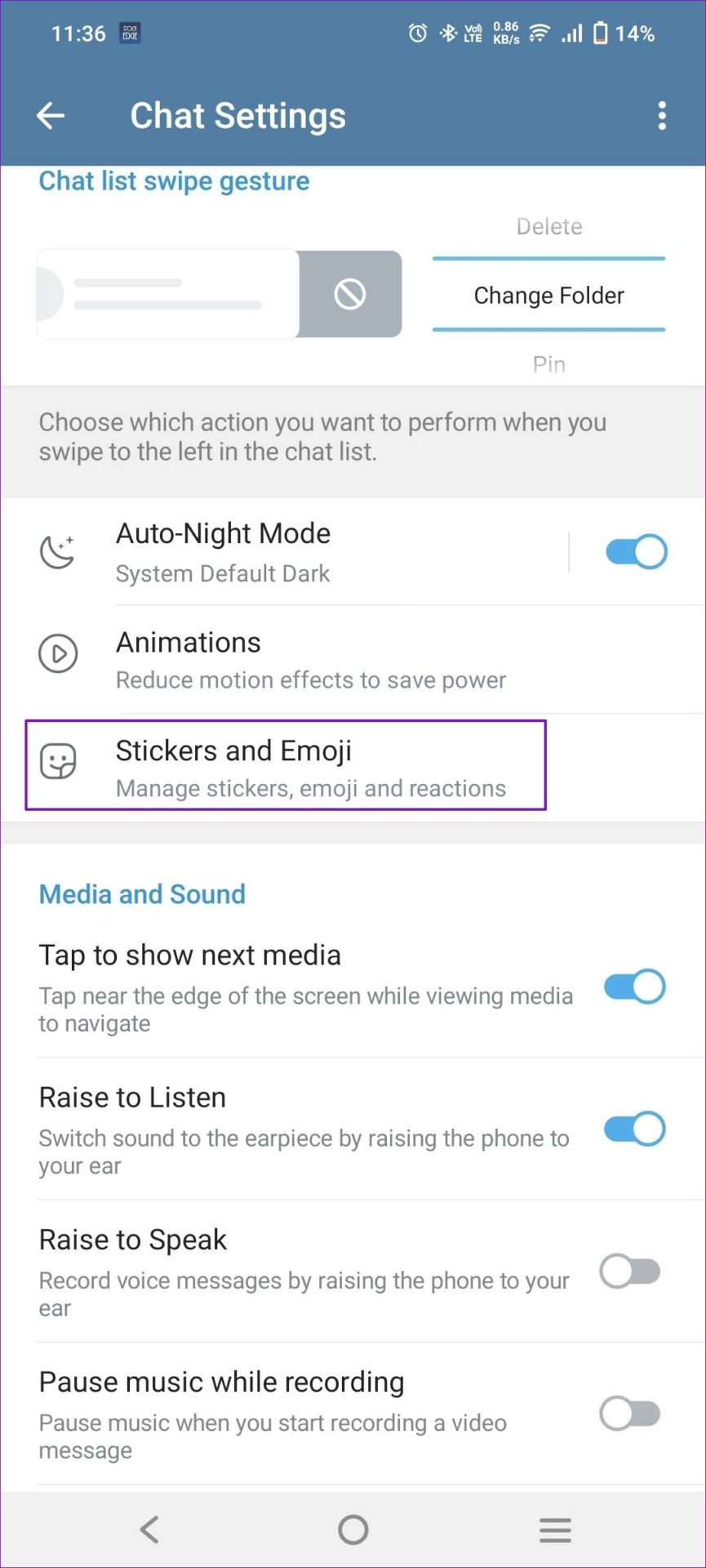 Open Stickers and Emoji  Telegram Mobile Android