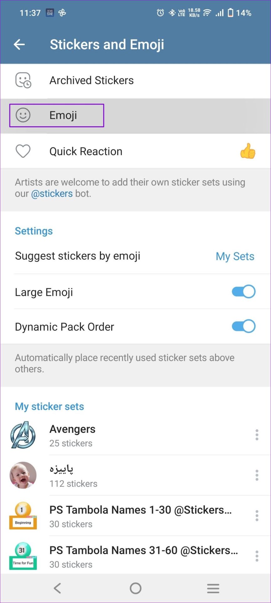 Open Emoji Telegram Mobile Android